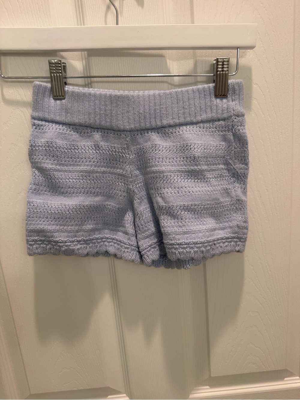 Abercrombie Kids Light Blue Textured Knit Sweater Shorts Size 7/8 Girls Casual